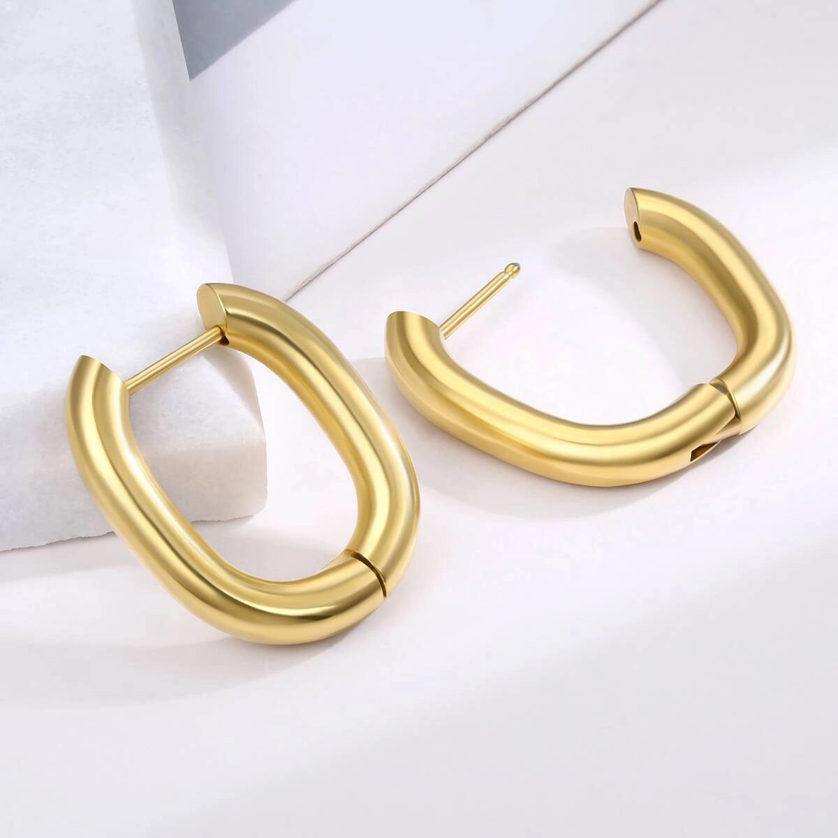 Oval Shape Hugggie Earrings-18K Gold 6 - Zhefan Jewelry Oval Shape Hugggie Earrings-18K Gold 6 - Zhefan Jewelry