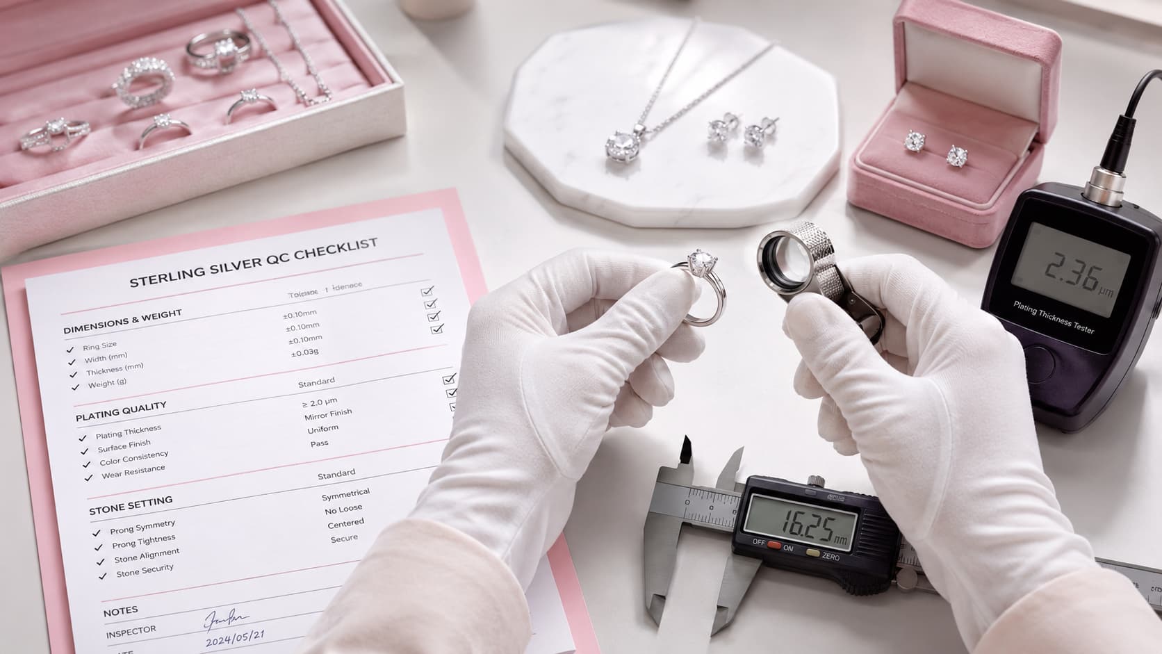 Quality control for sterling silver jewelry margins