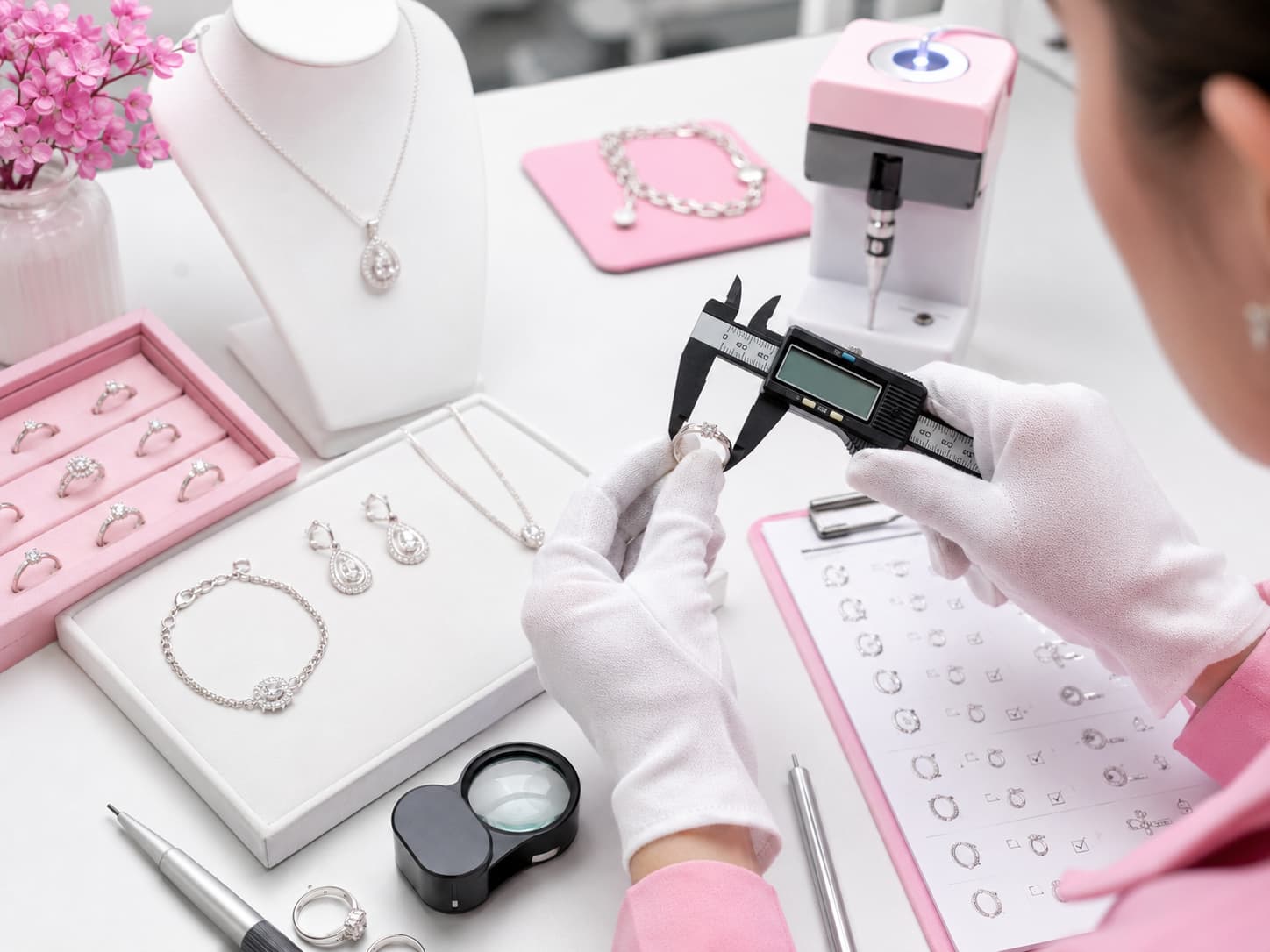 Quality control inspection for 925 sterling silver jewelry