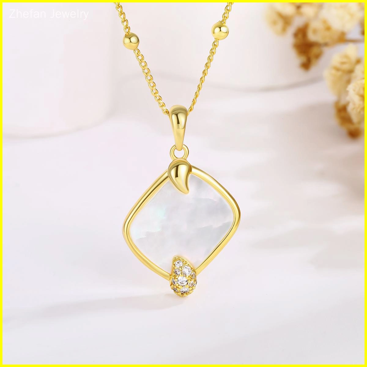 rhombus mother of pearl necklace - Zhefan Jewelry