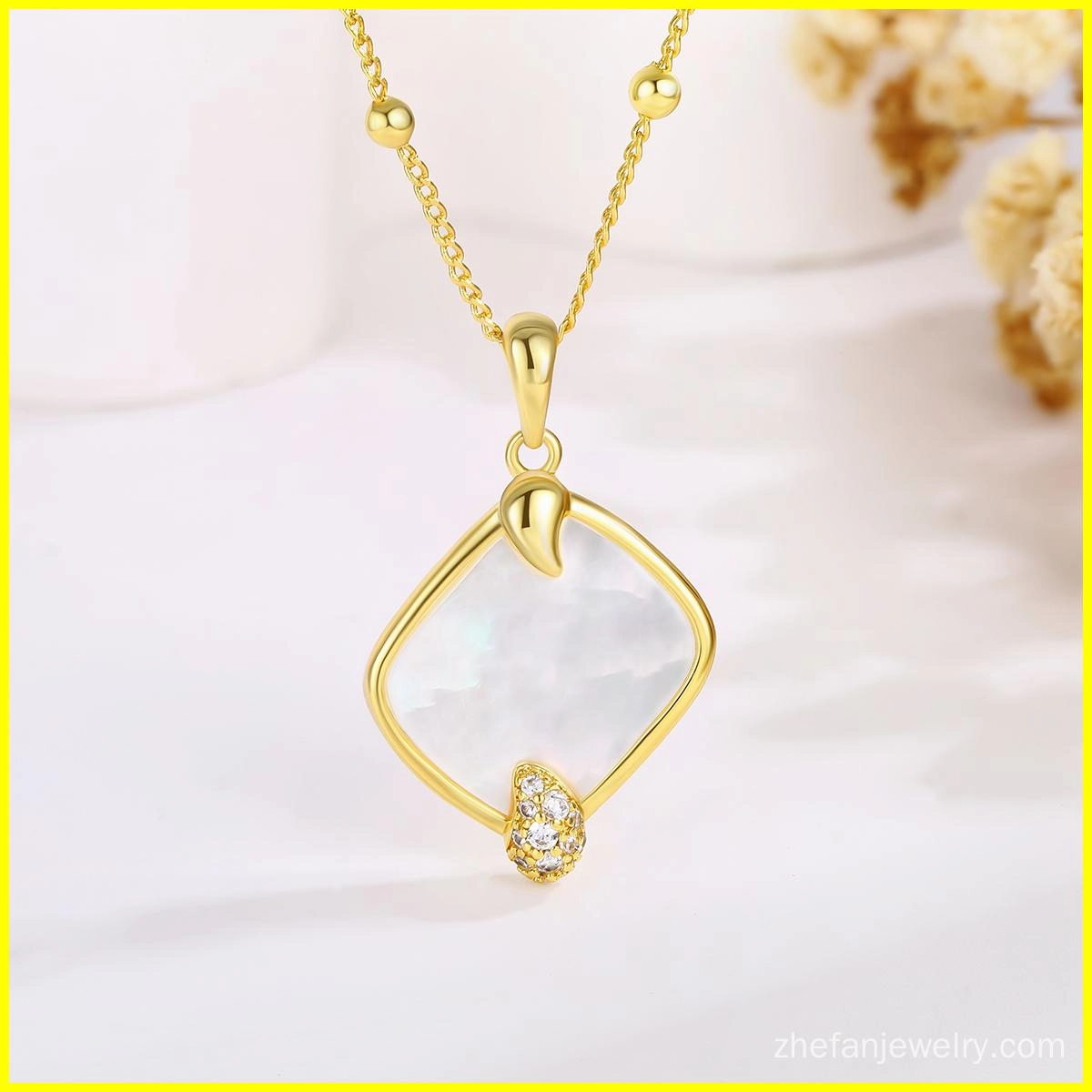 rhombus mother of pearl necklace - Zhefan Jewelry