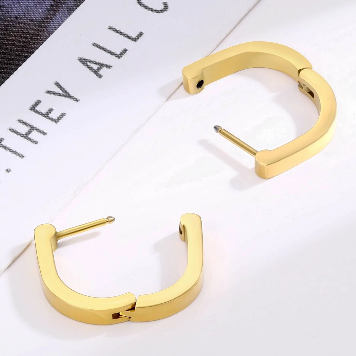 U Shape Geometric Hugggie Earrings-18K Gold 3 - Zhefan Jewelry U Shape Geometric Hugggie Earrings-18K Gold 3 - Zhefan Jewelry
