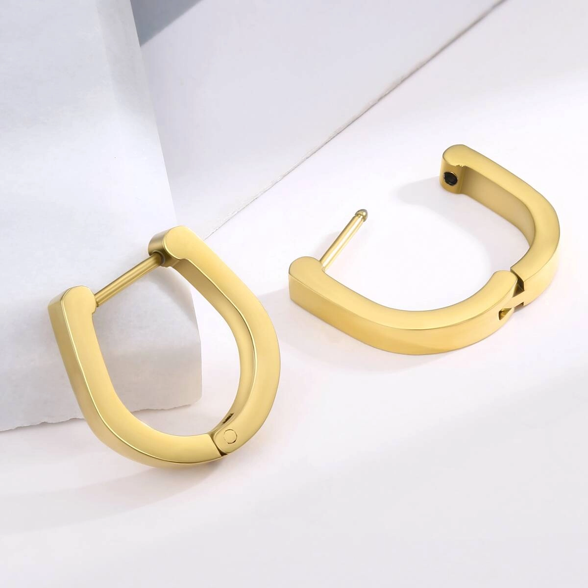 U Shape Geometric Hugggie Earrings-18K Gold 5 - Zhefan Jewelry U Shape Geometric Hugggie Earrings-18K Gold 5 - Zhefan Jewelry