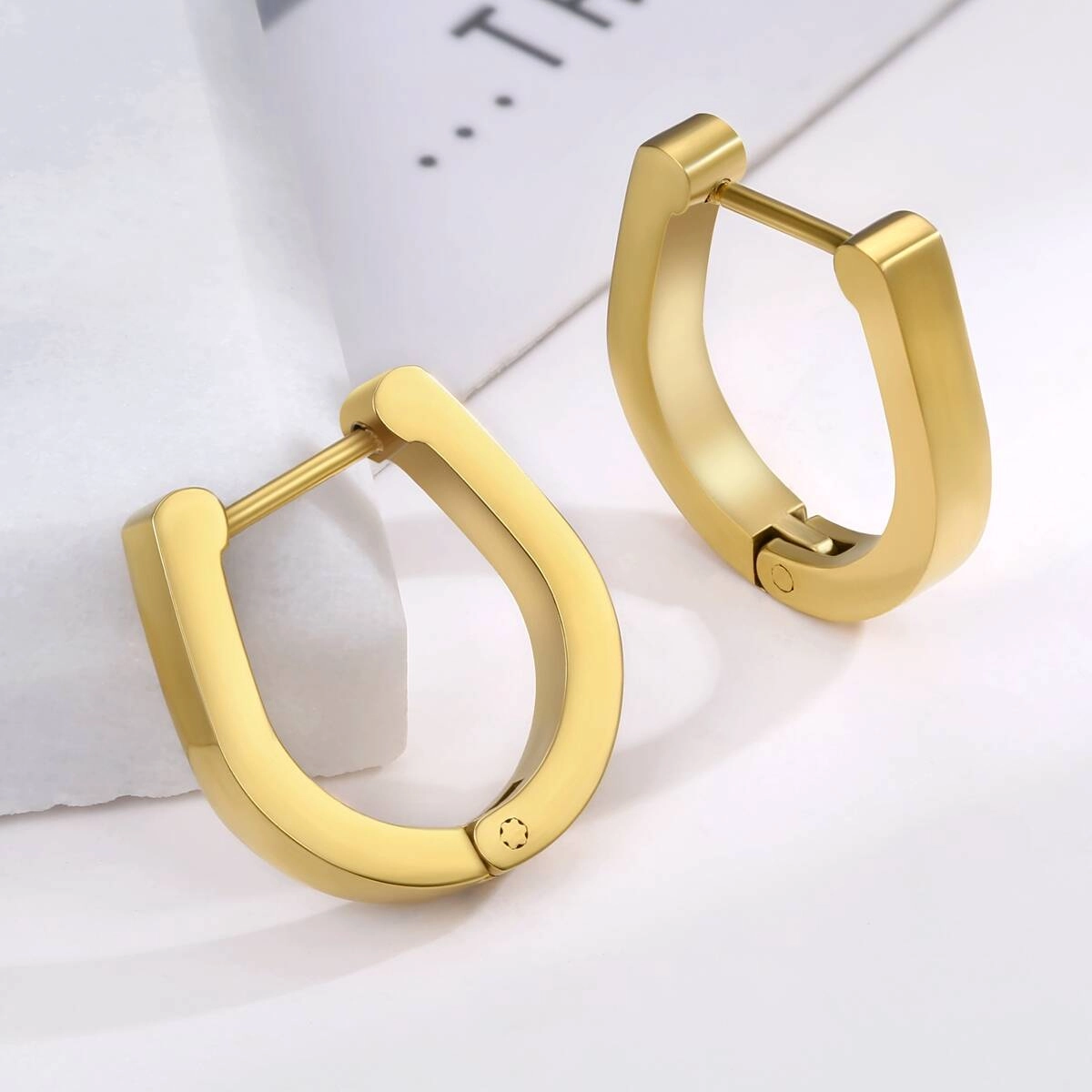 U Shape Geometric Hugggie Earrings-18K Gold 6 - Zhefan Jewelry U Shape Geometric Hugggie Earrings-18K Gold 6 - Zhefan Jewelry