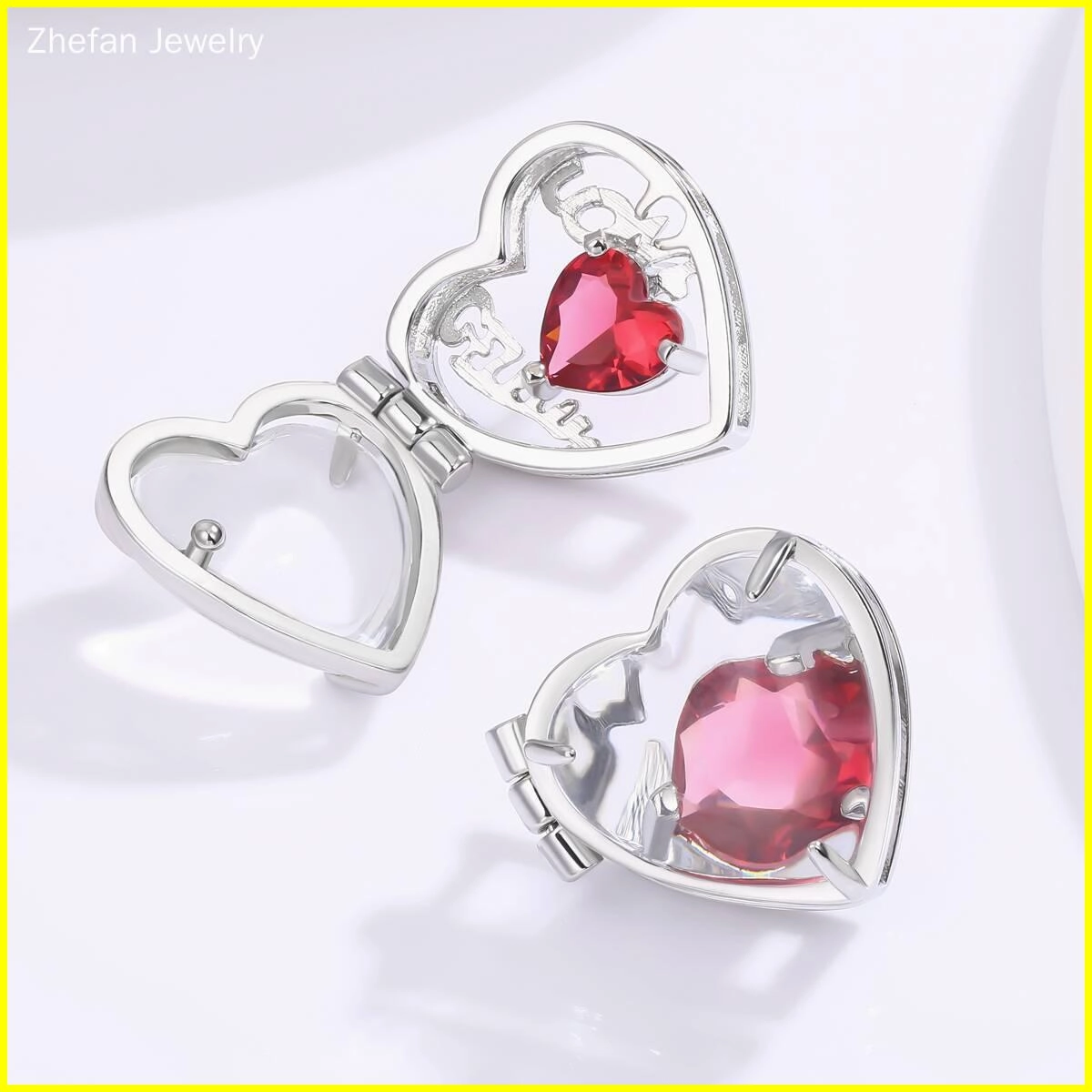 Vintage Heart Personalized Photo Zircon Earrings 4 - Zhefan Jewelry