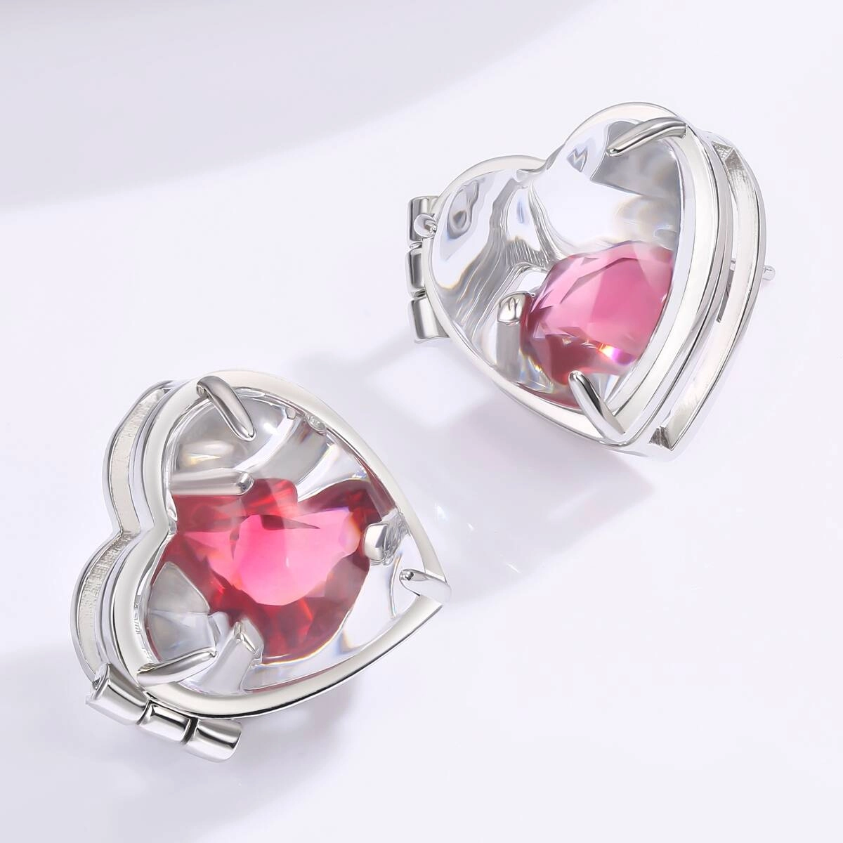 Vintage Heart Personalized Photo Zircon Earrings 5