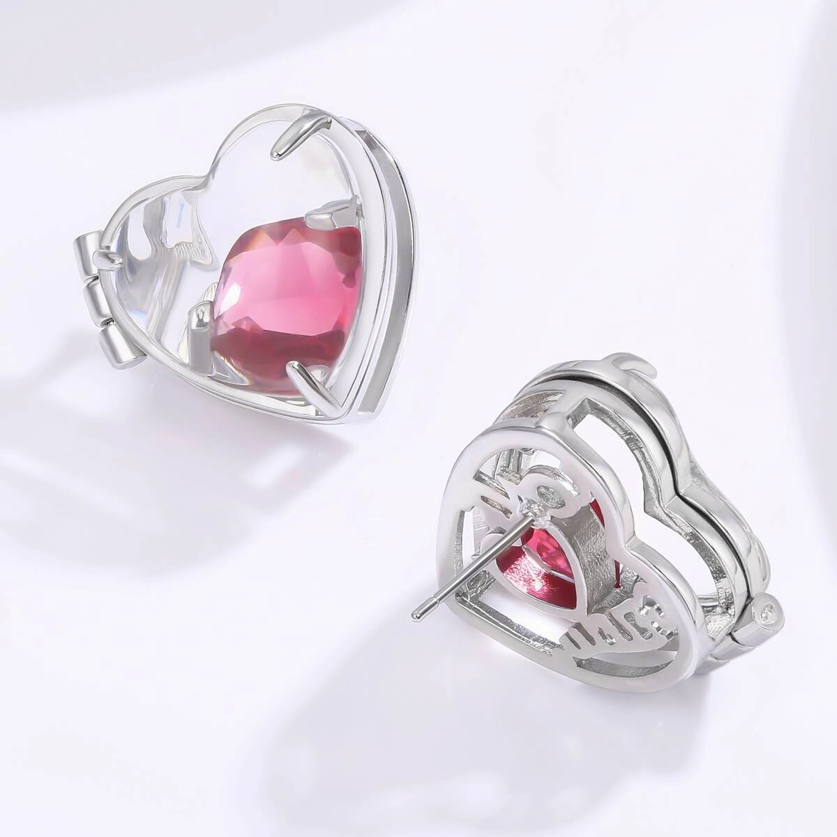 Vintage Heart Personalized Photo Zircon Earrings 6