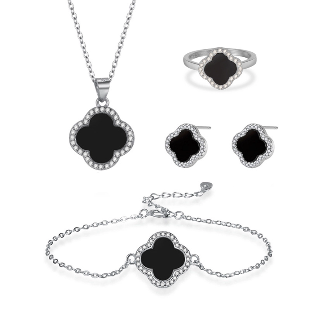 Wholesale Jewelry 925 Sterling Silver Clover Jewelry Sets (3)