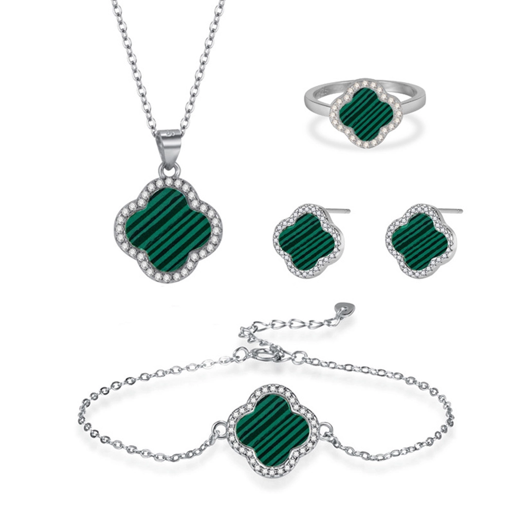 Wholesale Jewelry 925 Sterling Silver Clover Jewelry Sets (4)