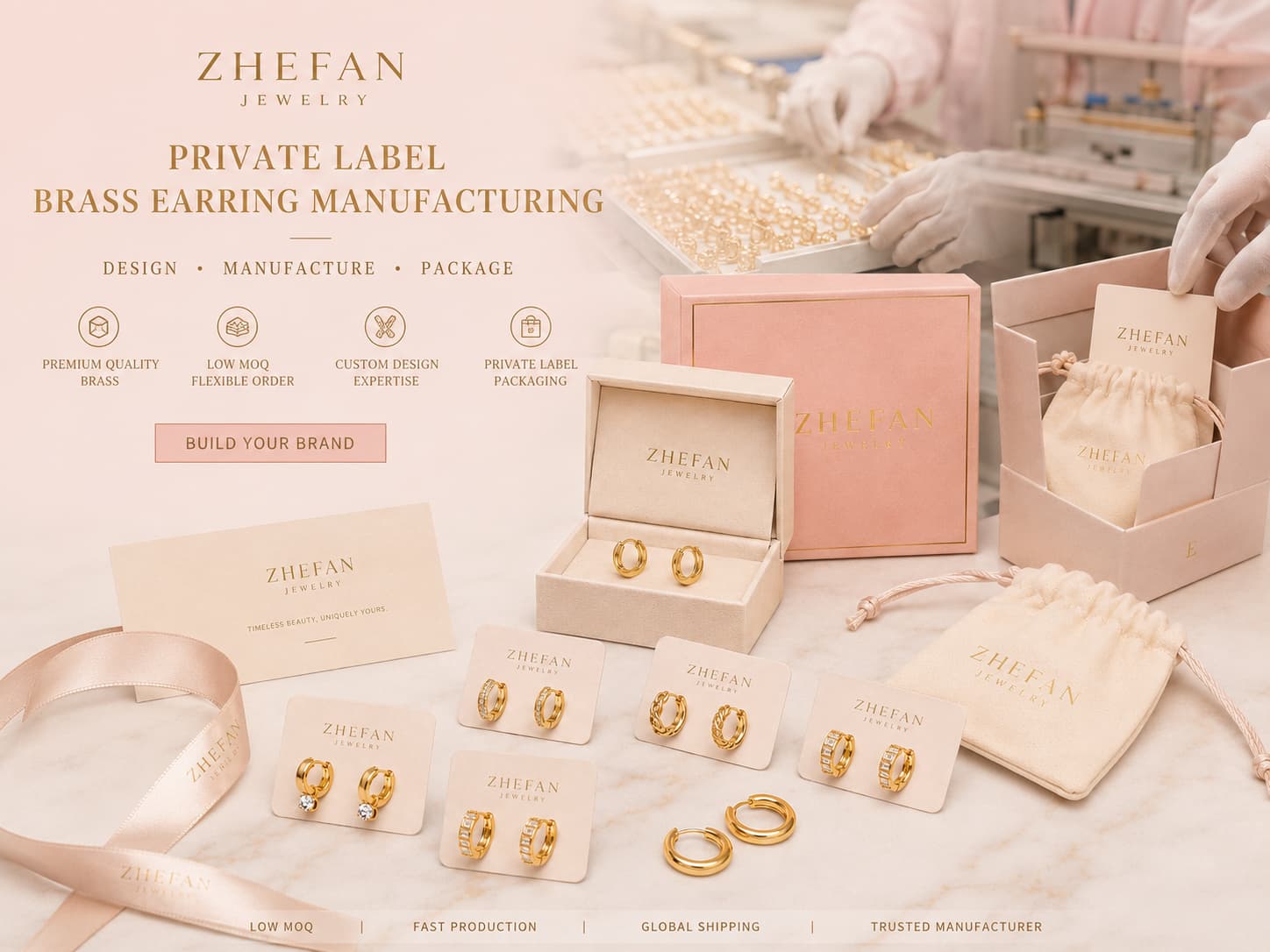 ZHEFAN JEWELRY private label brass earrings manufacturer
